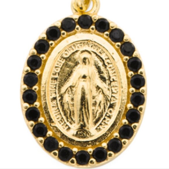 LUCIA MARA Made In Italy 18kt Gold Plated Miraculous Medal Pendant Necklace - Picture 2 of 3